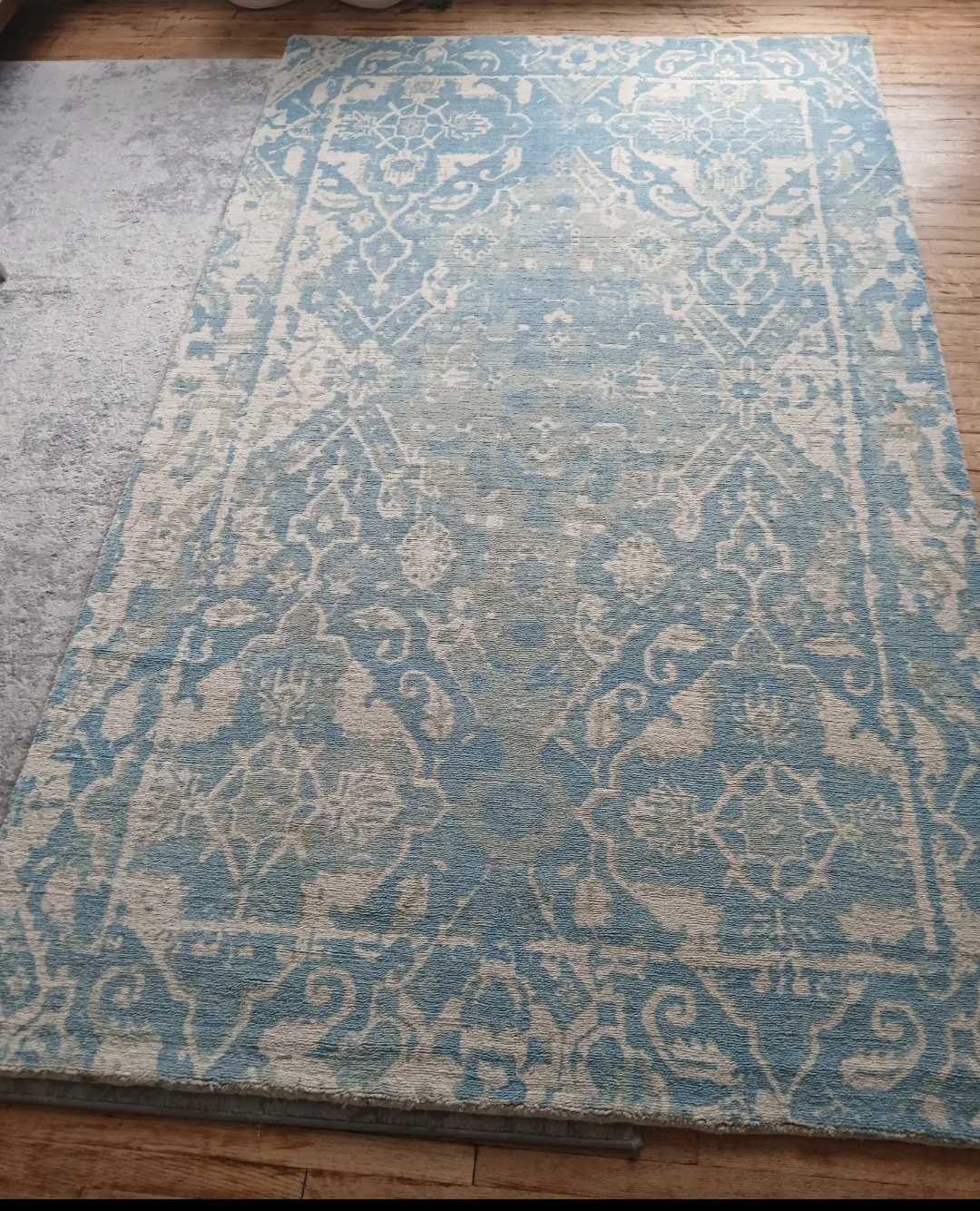Contemporary Blue Patterned Wool Area Rug thumbnail