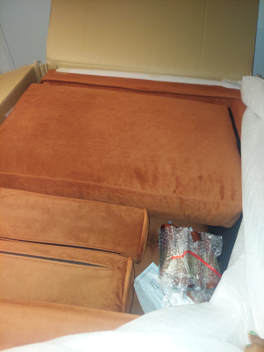 NEW In Open Box Mid Century Modern Orange Velvet Accent Chair - photo 2