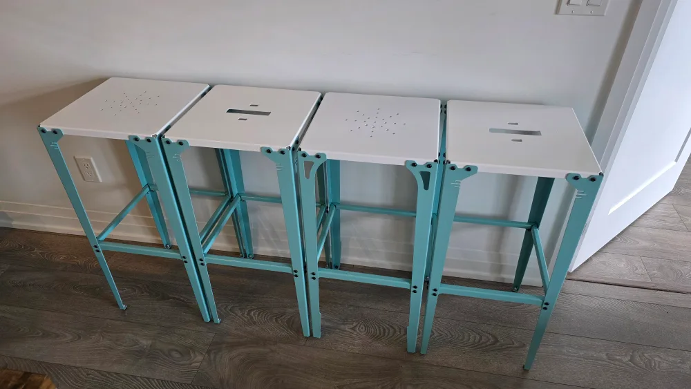 Set of 4 Bar Stools - White & Turquoise image indicator(2)