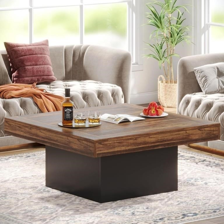 Square Coffee Table with RGB LED Light