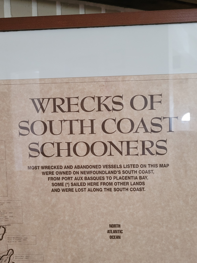 Framed 'Wrecks of South Coast Schooners' Map