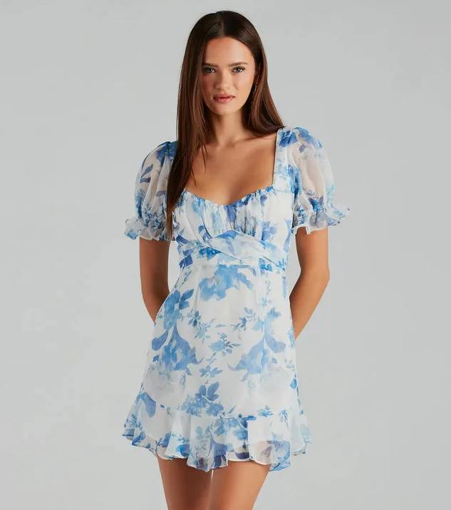 NWT Windsor Blue Floral Mini Dress M thumbnail