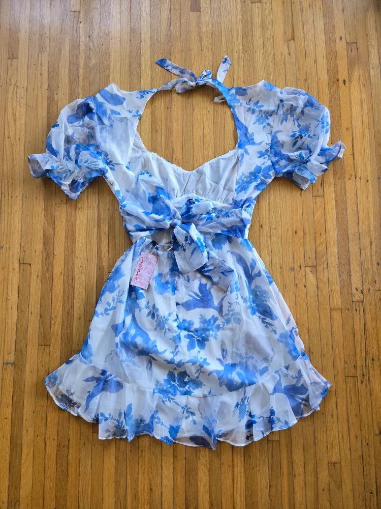 NWT Windsor Blue Floral Mini Dress M image indicator(6)