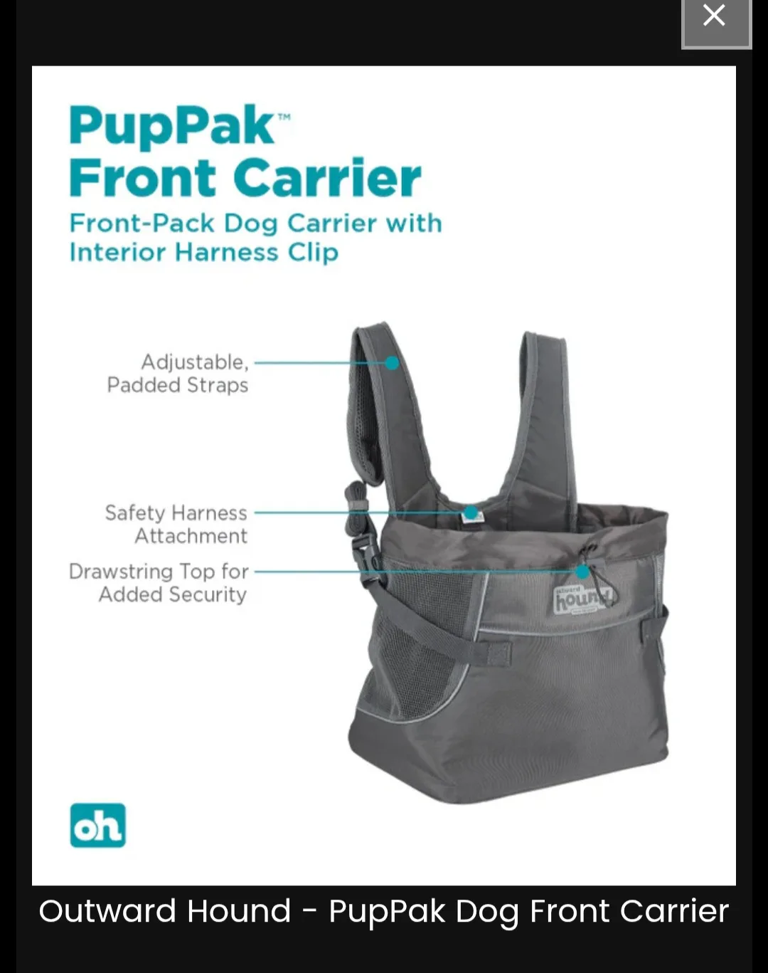 Pet Front Carrier - Small dog/ cat up to 10lbs image indicator(2)