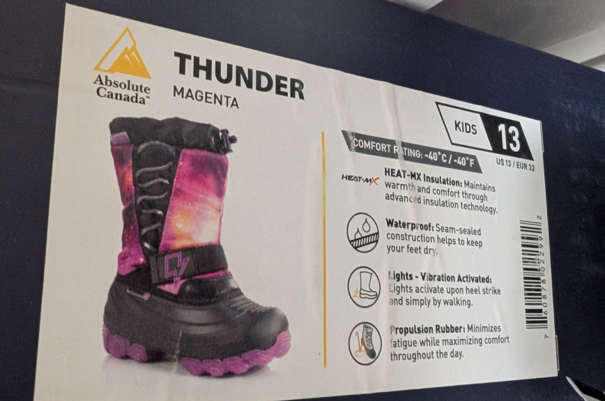 Absolute Canada Thunder Kids Winter Boots - Size 13 - New