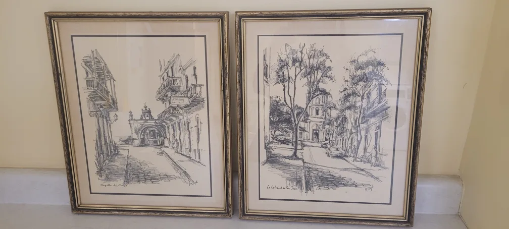 Set of 2 Lithographs Pen/Ink by P Sigel thumbnail