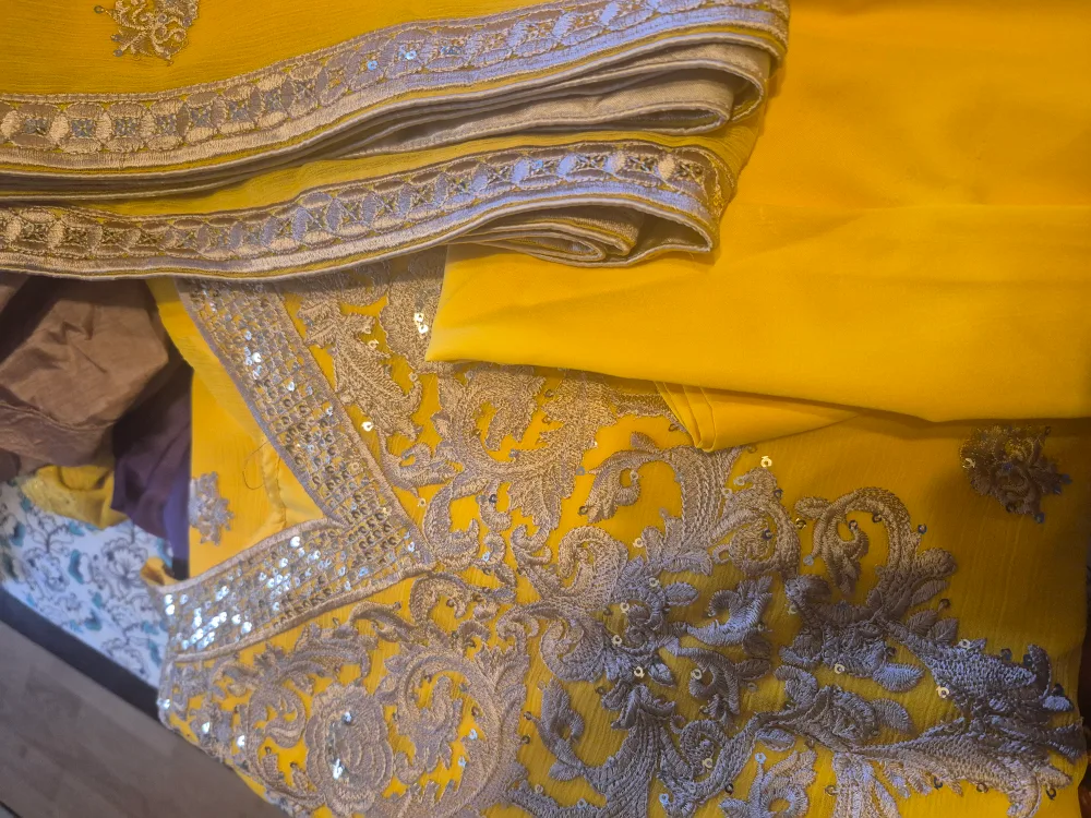 Yellow Embroidered Salwar Kameez image indicator(4)