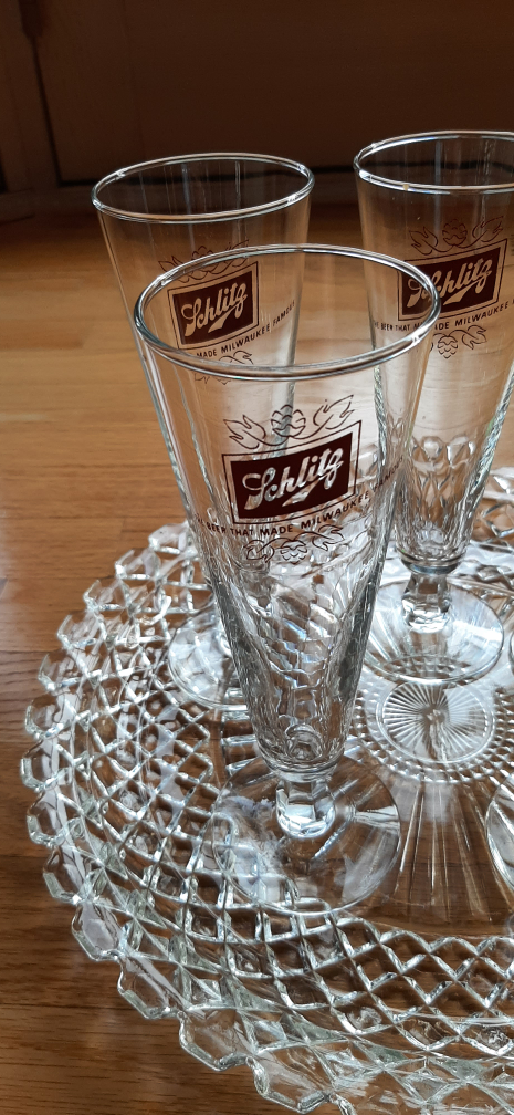 vintage 5 Schlitz Beer Glasses - photo 2