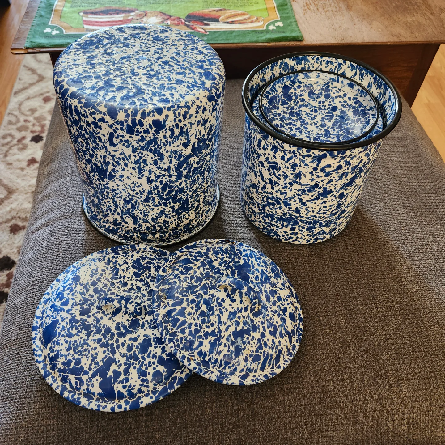 Vintage Blue & White Splatterware Canister Set image indicator(4)