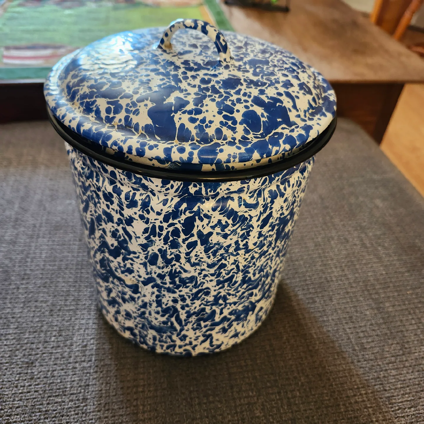 Vintage Blue & White Splatterware Canister Set image indicator(6)