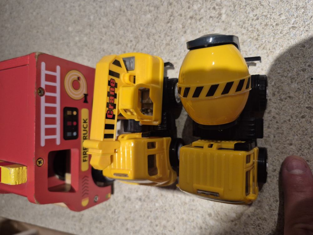 Wooden Toy Trucks - Fire Truck, Crane, Mixer - photo 3