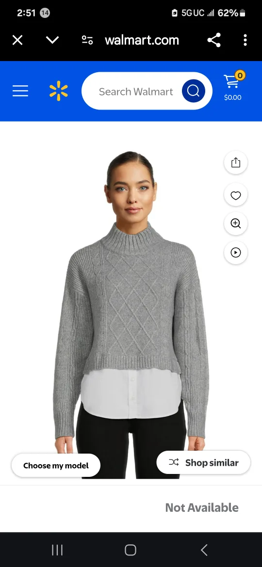 Time and Tru Women's Cable Knit Sweater Gray thumbnail
