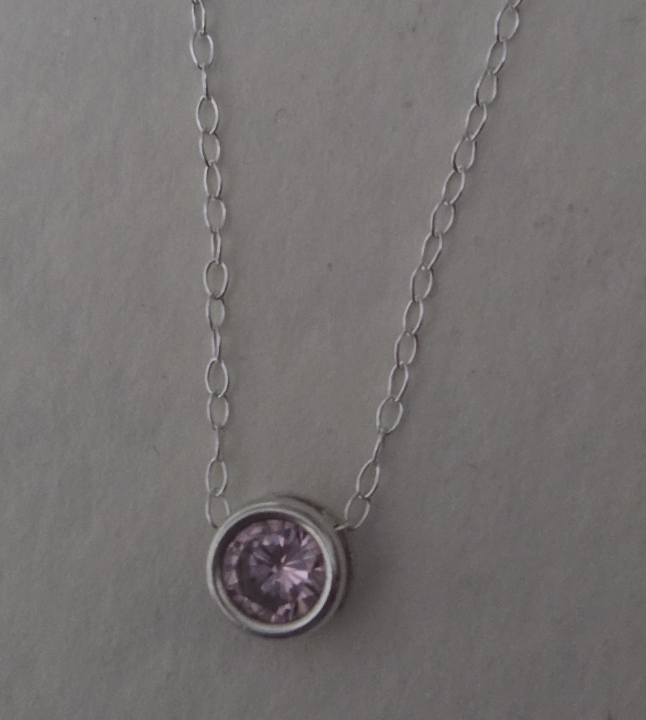 Pink Cubic Zirconia Silver Necklace - photo 2