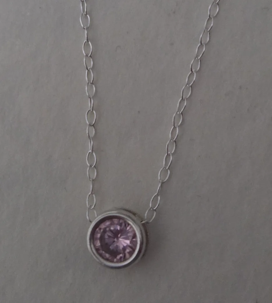 Pink Cubic Zirconia Silver Necklace image indicator(2)