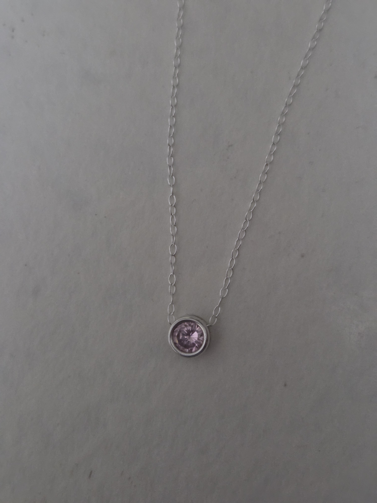 Pink Cubic Zirconia Silver Necklace - photo 3