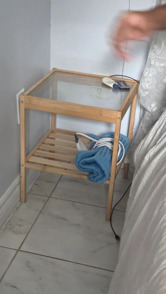 Bamboo Side Table with Glass Top thumbnail