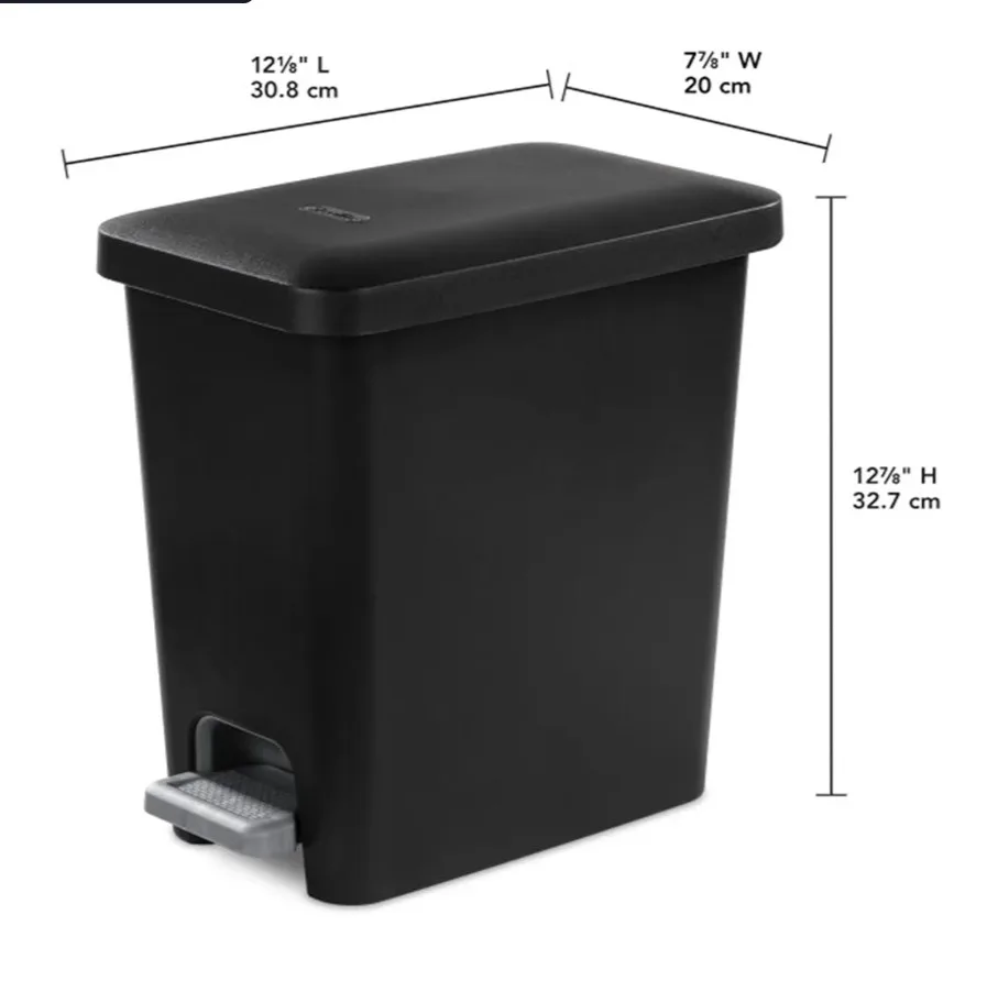 Sterilite StepOn 4 Gal Black Trash Can thumbnail