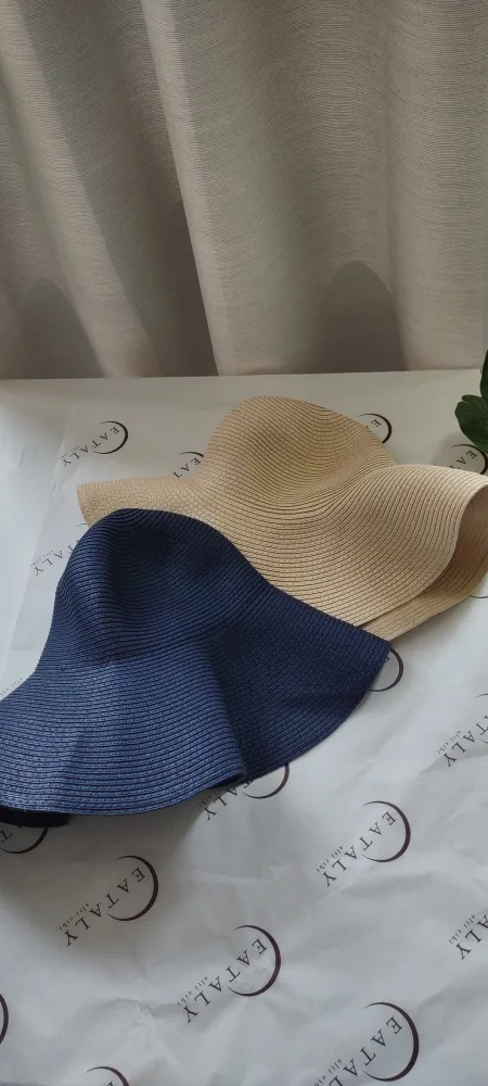 (NEW) Joe Fresh Floppy Sun Hats - Beige & Blue thumbnail