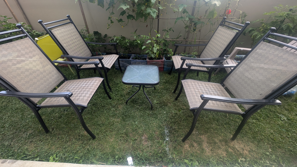 Patio Set - 4 Chairs & Glass Table