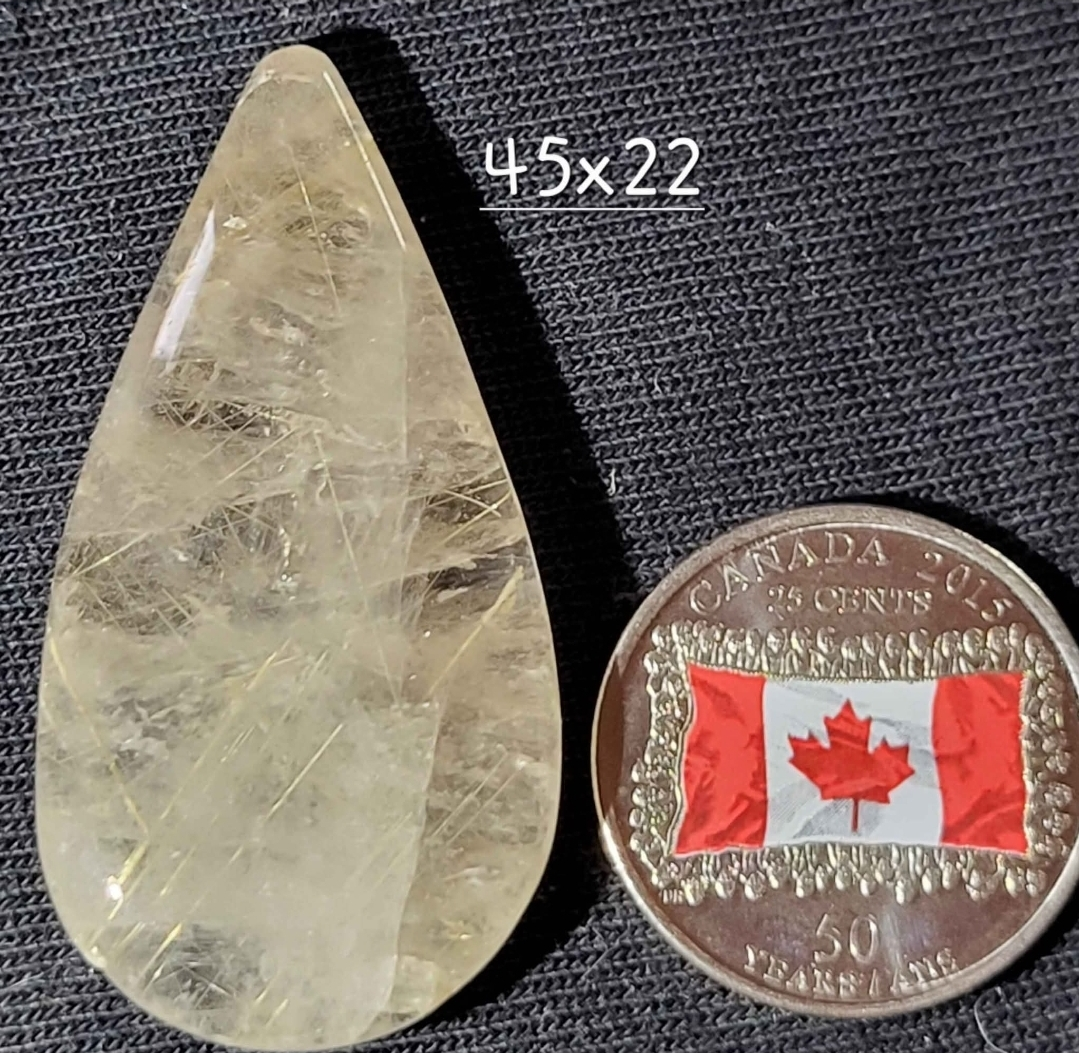 Rutilated Quartz Teardrop Cabochon - 45x22mm - photo 2