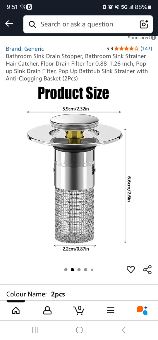 Bathroom Drain Stopper and Hair catcher image indicator(2)