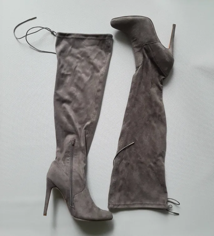 JUSTFAB Grey Thigh High Heel Boots image indicator(2)