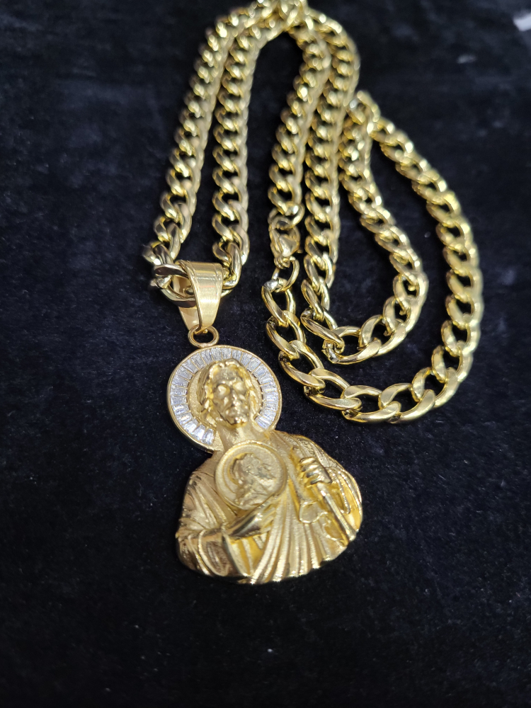 Gold San Judas Tadeo Pendant Necklace - photo 4