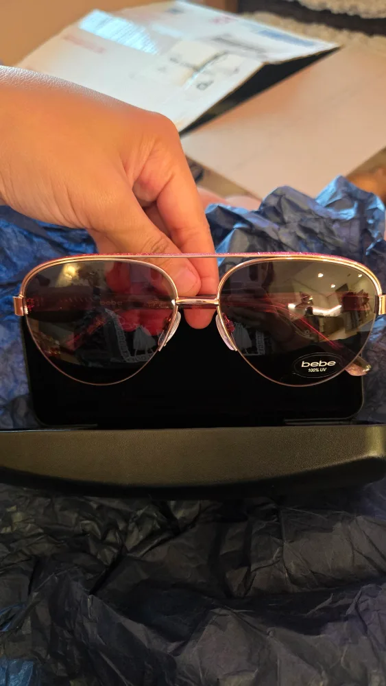 New Bebe Sunglasses BB7252 w/ case Aviator Pink Frame image indicator(2)