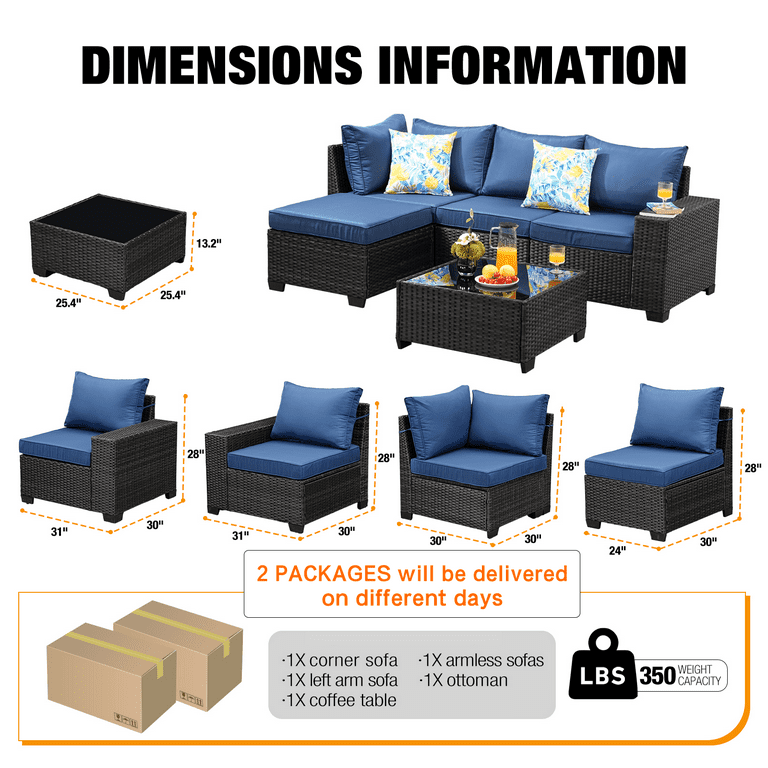 Outdoor Patio Furniture Set - Blue Cushions - photo 4