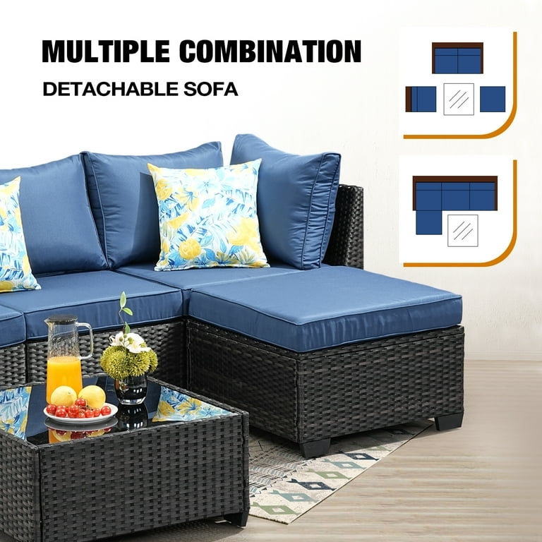 Outdoor Patio Furniture Set - Blue Cushions - photo 5