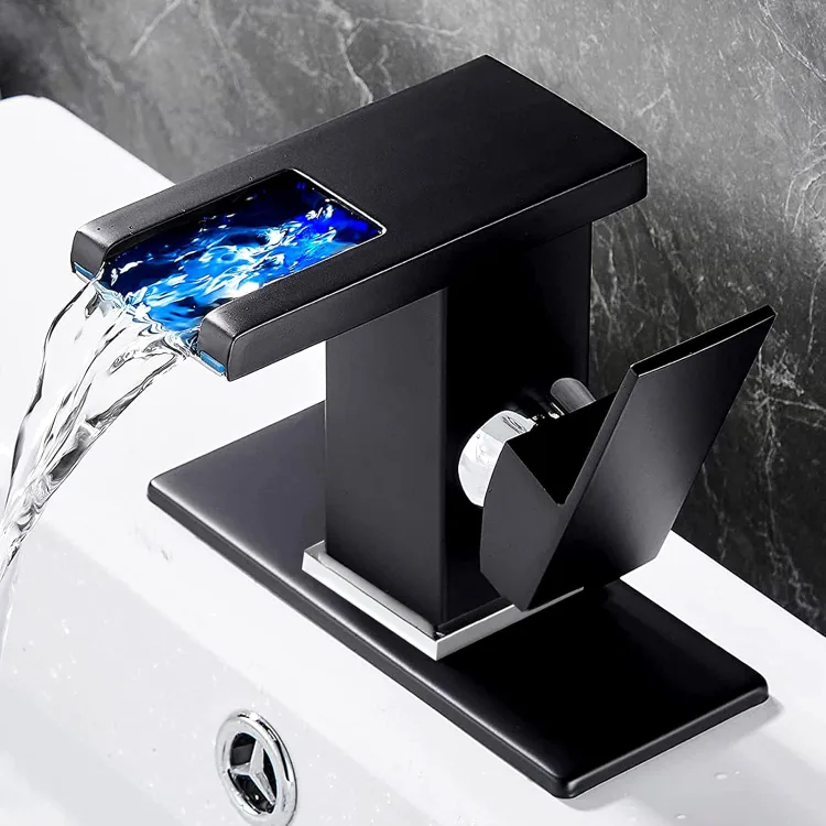 Brand New Matte Black Bathroom Waterfall Faucet For Sale thumbnail