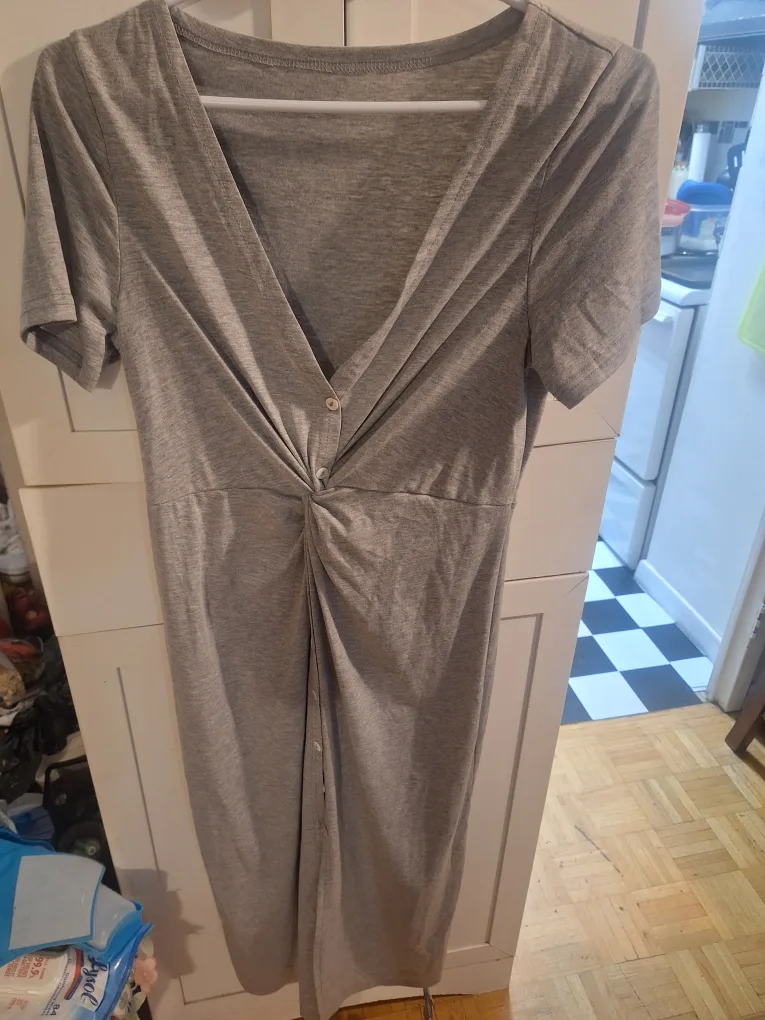 Cupshe Grey V-Neck Midi Dress thumbnail