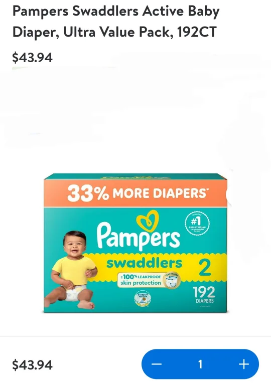 Pampers Swaddlers Active Baby Diapers, Size 2, 192 Count thumbnail