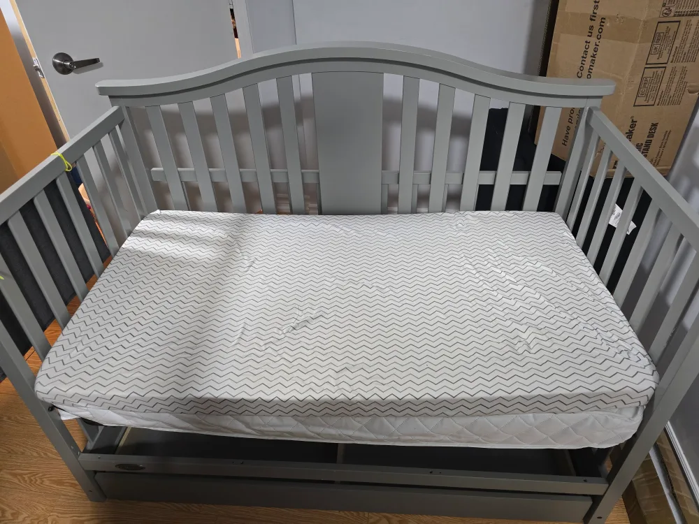 Grey Convertible Crib with Mattress