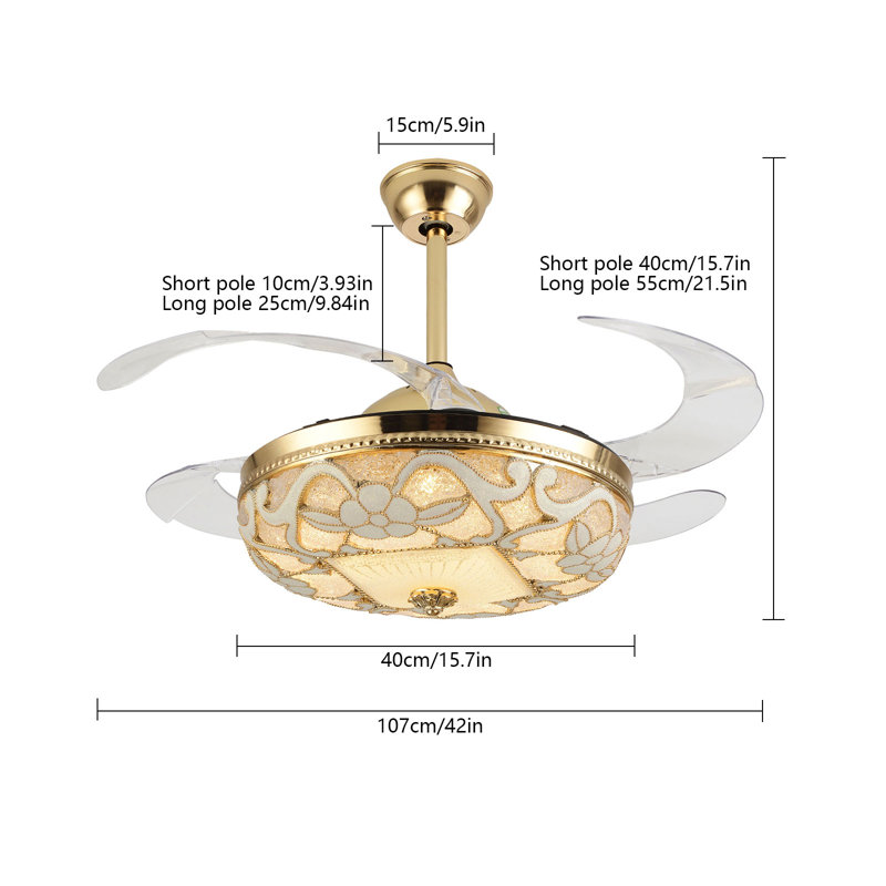 Gold Floral Ceiling Fan with Light (42in) - photo 3