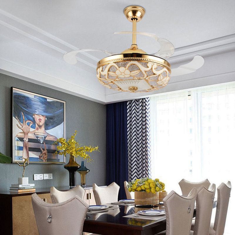 Gold Floral Ceiling Fan with Light (42in) - photo 4