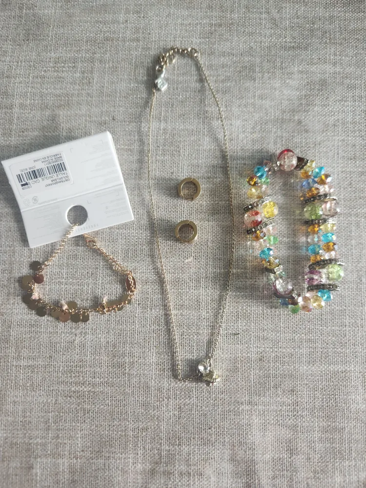 Aldo Gold toned Bracelet & Necklace and earrings thumbnail
