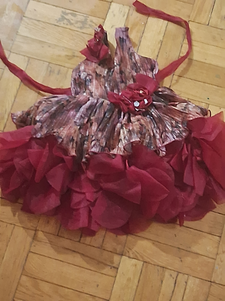 Girls' Dress with Red Ruffle