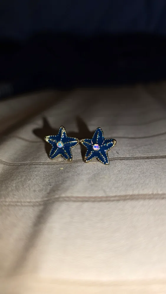 Starfish Stud Earrings - Blue & Gold thumbnail