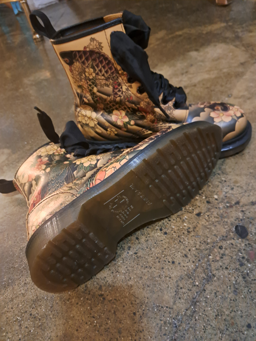 Dr. Martens Leather Boots with Koi Fish Design X Eviso Wagara - photo 5