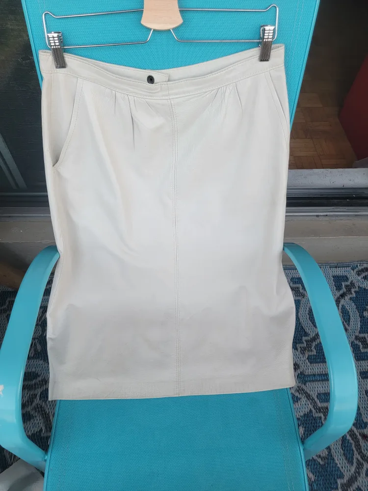 Leather Skirt & Jacket Set - Cream Colour image indicator(3)