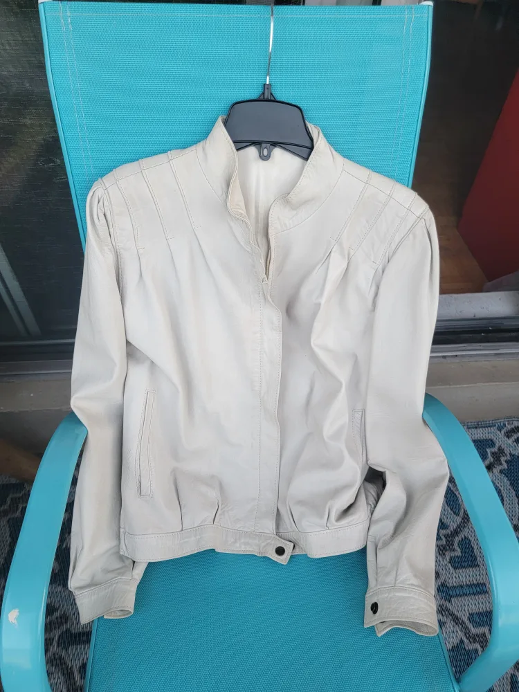 Leather Skirt & Jacket Set - Cream Colour thumbnail