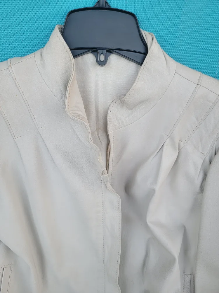 Leather Skirt & Jacket Set - Cream Colour image indicator(4)