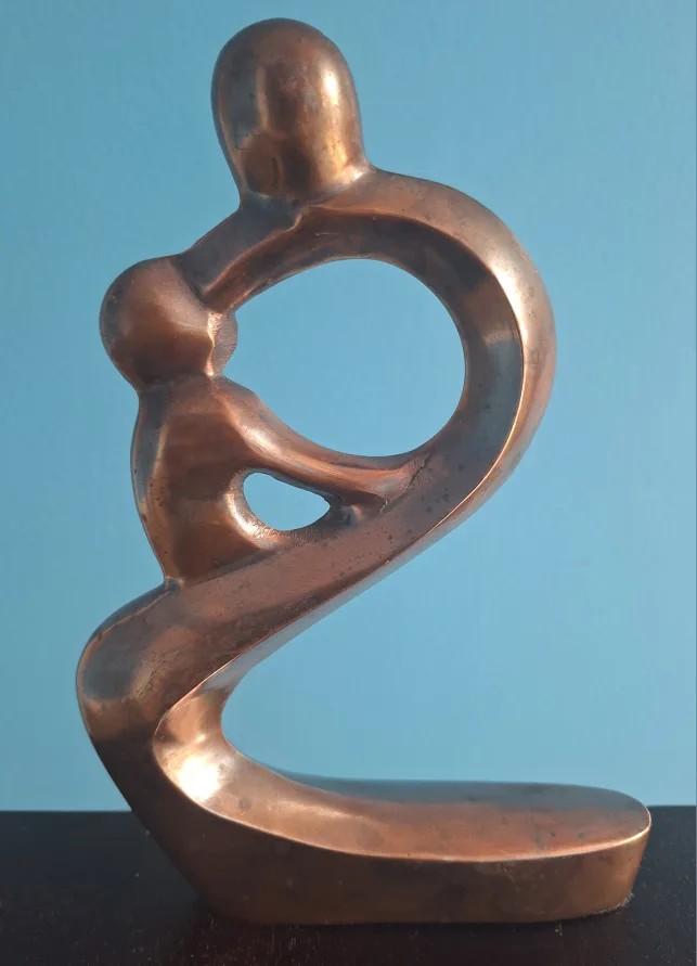 Vintage Bronze Abstract Sculpture - Mother & Child image indicator(2)