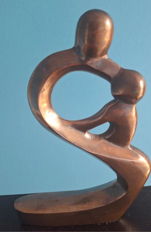 Vintage Bronze Abstract Sculpture - Mother & Child image indicator(3)