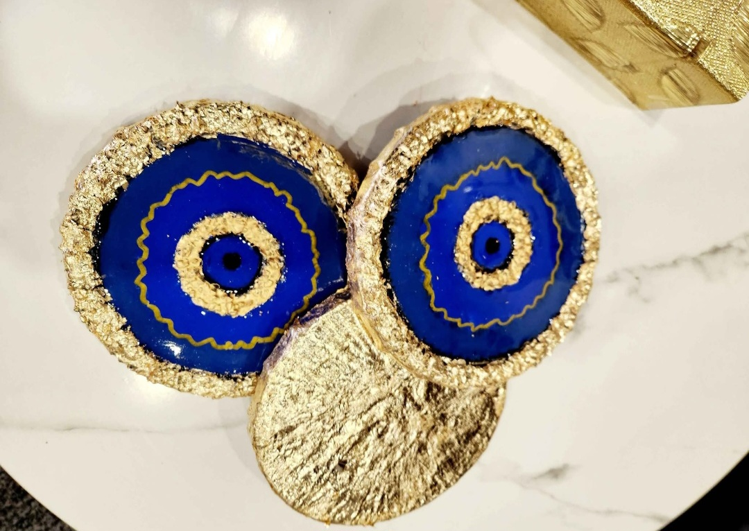 Evil Eye Coasters - Blue & Gold