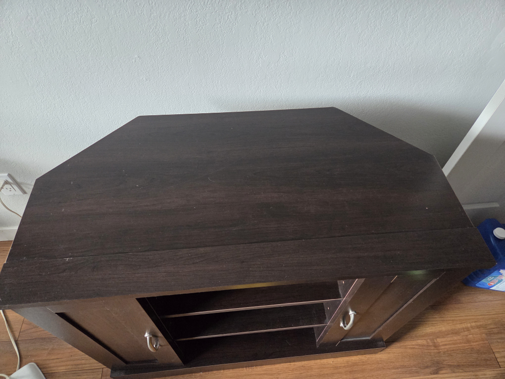 Dark Brown Corner TV Stand Cabinet - photo 3