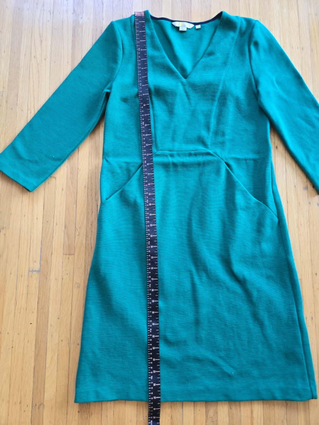 Boden Sheath Dress Green Knee Length 3/4 Sleeve Pockets Pullover - photo 2