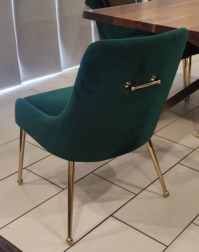 Green Velvet Dining Chair with Gold Legs - photo 2