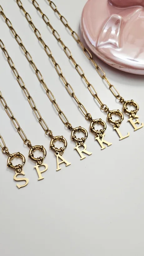 Paper Clip Initial Charm Bracelet image indicator(5)